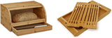 Relaxdays Panera con ruedas y cajón, bambú, Al x An x P: 21 x 40,5 x 28 cm, madera natural y tabla de cortar de bambú, aprox. Naty Shop Paquete de Tablas para Cortar Pan 3 x 37 x 21,5 cm Tabla de Cortar con Bandeja recogemigas para una fácil Limpieza Cajas de Almacenamiento de Alimentos Naturales 3 x 37 x 21,5 cm