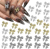 30 lazos de metal para uñas, lazos dorados, plateados y grises, accesorios para uñas, decoraciones de uñas para mujeres y niñas, diseño de uñas