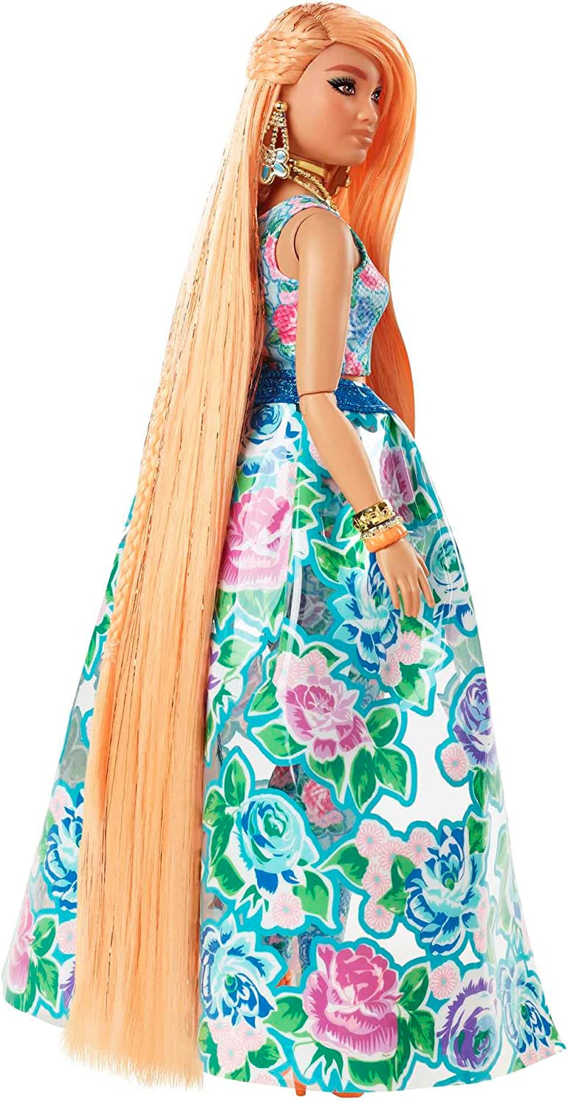 Barbie Extra Fancy, Cabello Largo Y Curvado Rubio Fresa, Traje De Dos Piezas, Gato Azul, Bolso Rosa, Gafas De Sol De Piña, Incluye Muñeca, Adecuada Para Regalo, Hhn14 Naty Shop Muñecas