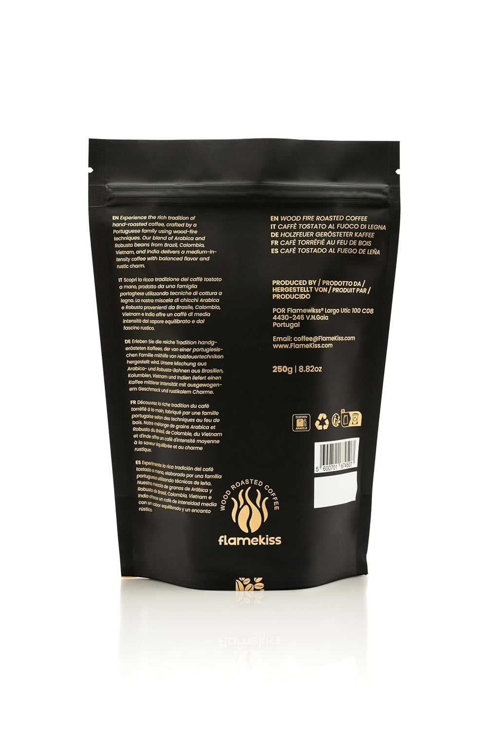Granos de café 250 g: granos de espresso Arábica y Robusta de alta calidad, tostados a mano en madera, para obtener el sabor completo y aromático de los granos de café.
