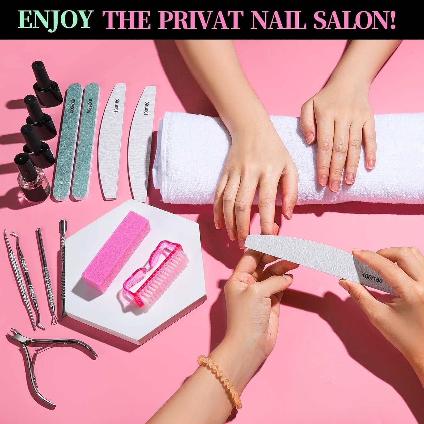 FANDAMEI Set de manicura, Buffer Für Nägel, Nagelfeile 100/180, Nagelfeilen Für Gelnägel, Nagelhautschieber, Buffer Für Gelnägel, Feilen Für Gelnägel, Nagelzange, Nagelfeilen Set, Maniküre & Pedicure Set