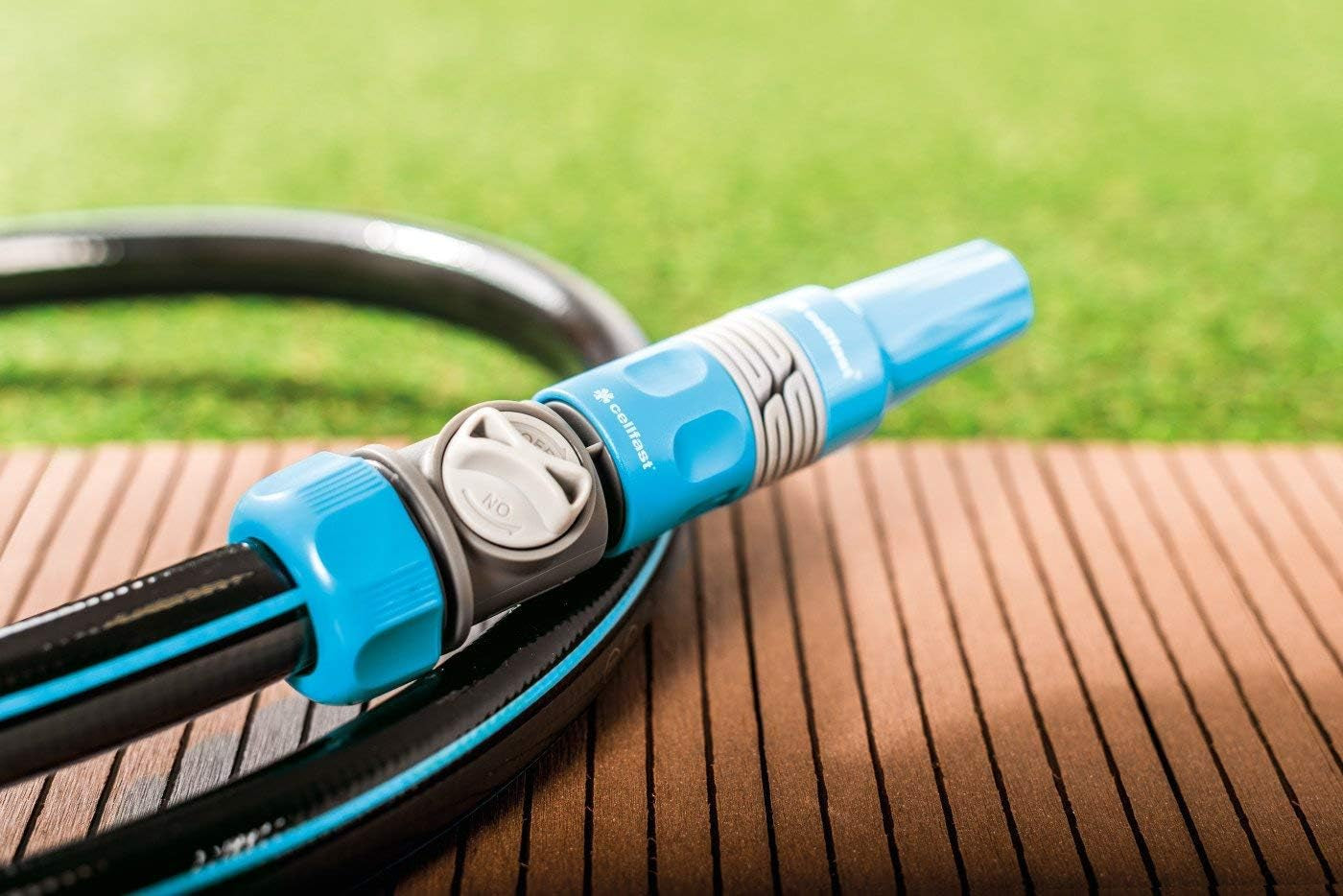 Acoplador rápido Cellfast con válvula CellPRO 3/4", fácil de ajustar, diseño ergonómico, plástico PC/ABS, alta calidad, 52-331, azul