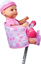 Simba 105560018 - Asiento de bicicleta para recién nacido con cinturón, accesorio para muñecos, asiento de tela, cinturón de seguridad, manillar con velcro, para muñecos de 30-43 cm, a partir de 3 años