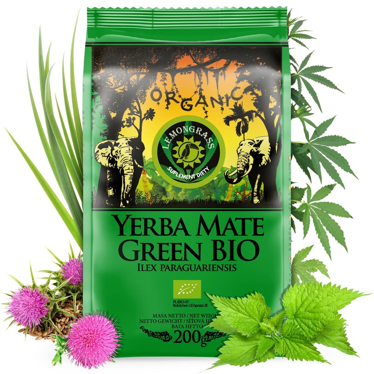 Mate orgánico BIO ● Yerba mate con hierba de limón ● 200 g de mate brasileño fresco ● Sin tostar, secado al aire caliente ● Sólo ingredientes orgánicos ● Té verde suelto