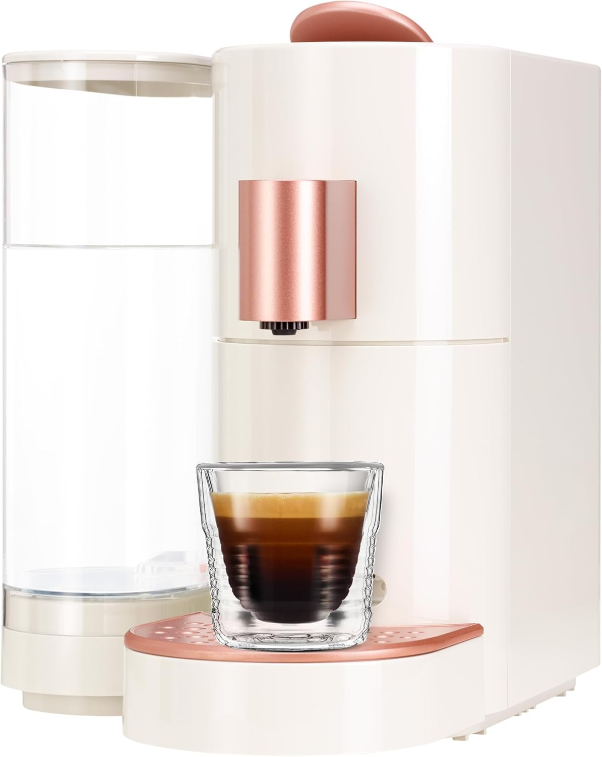 Cafetera espresso de cápsulas K-FEE TWINS II para café, té y cacao | Máquina de café espresso para tazas grandes | Calentamiento rápido | Depósito de agua de 2,3 litros | 19 barras | Negro-cobre