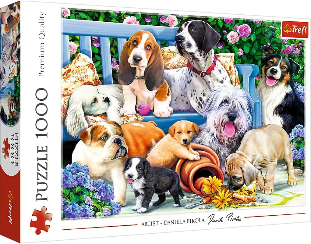 Puzzle - "1000" - Retratos divertidos de perros Puzzle Naty Shop Perros en el jardín