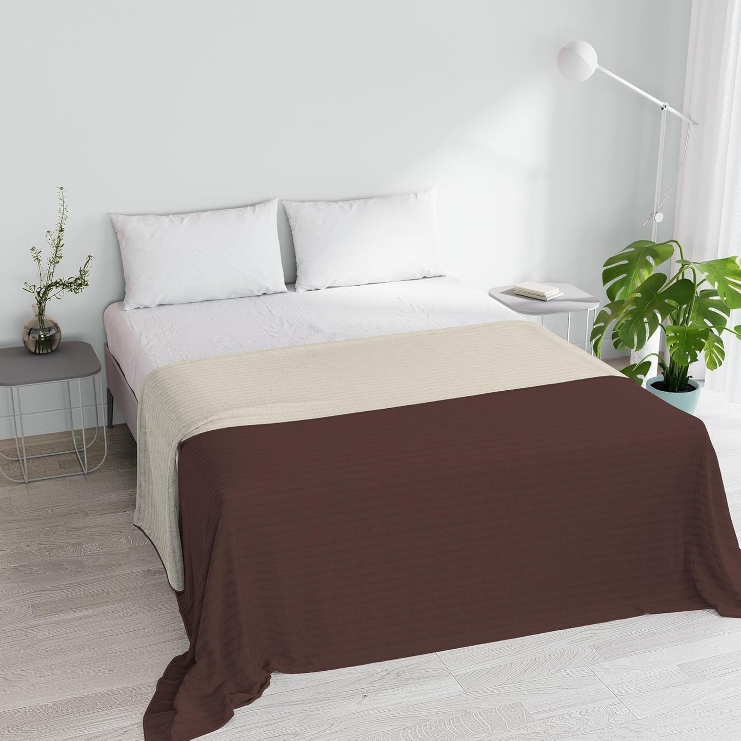 Colcha Verano Microfibra Naranja/Oxido para Cama Doble 250 X 250 Cm Edredones y Edredones Naty Shop Marrón/Crema Matrimonial 250X250Cm