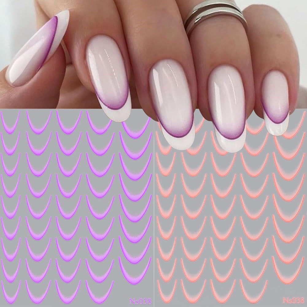 9 colores pegatinas de uñas francesas pegatinas de uñas francesas lámina autoadhesiva para uñas uñas francesas pegatinas de gradiente punta francesa pegatinas de uñas arte de uñas diseño de uñas pegatinas accesorios de uñas