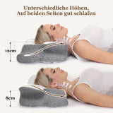 Wellsync Almohada para el cuello Almohada ergonómica Almohada viscoelástica Almohada ortopédica para personas que duermen de lado Personas que duermen boca arriba Personas que duermen boca abajo Dolor de cuello Blanco Gris Almohadas ortopédicas cervicales Naty Shop