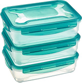 Amazon Basics Contenedores para congelador en un juego, con tapas, a prueba de fugas, apilables, frigorífico/congelador, sin BPA, plástico, aptos para microondas y lavavajillas, 3 x 1,2 L, transparente Naty Shop Cajas de almacenamiento de alimentos individuales 1,2 L