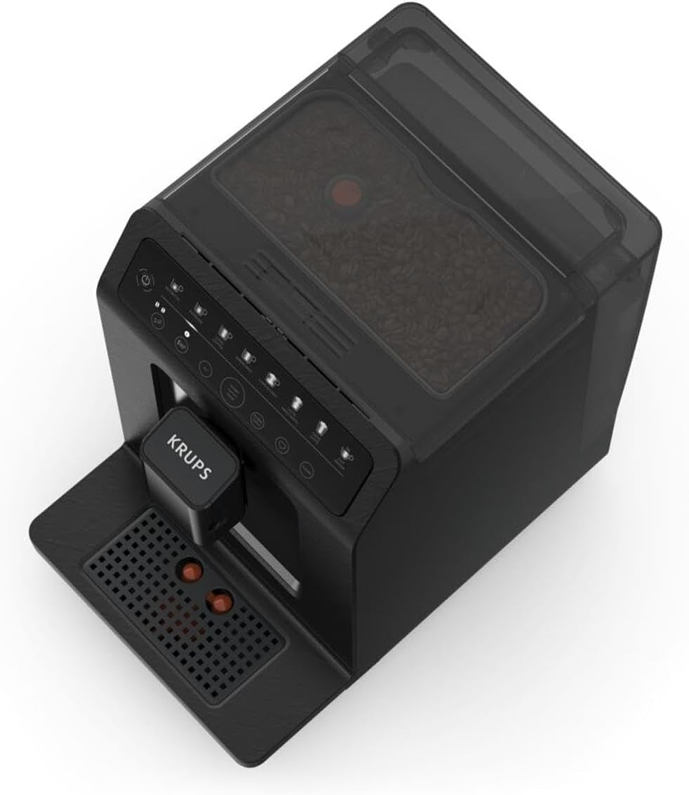 Krups EA897B Evidence ECOdesign Cafetera espresso automática, función automática espresso y capuchino, tecnología Quattro Force, vasos de leche one-touch, 8 presintonías, sistema de leche, 1450W