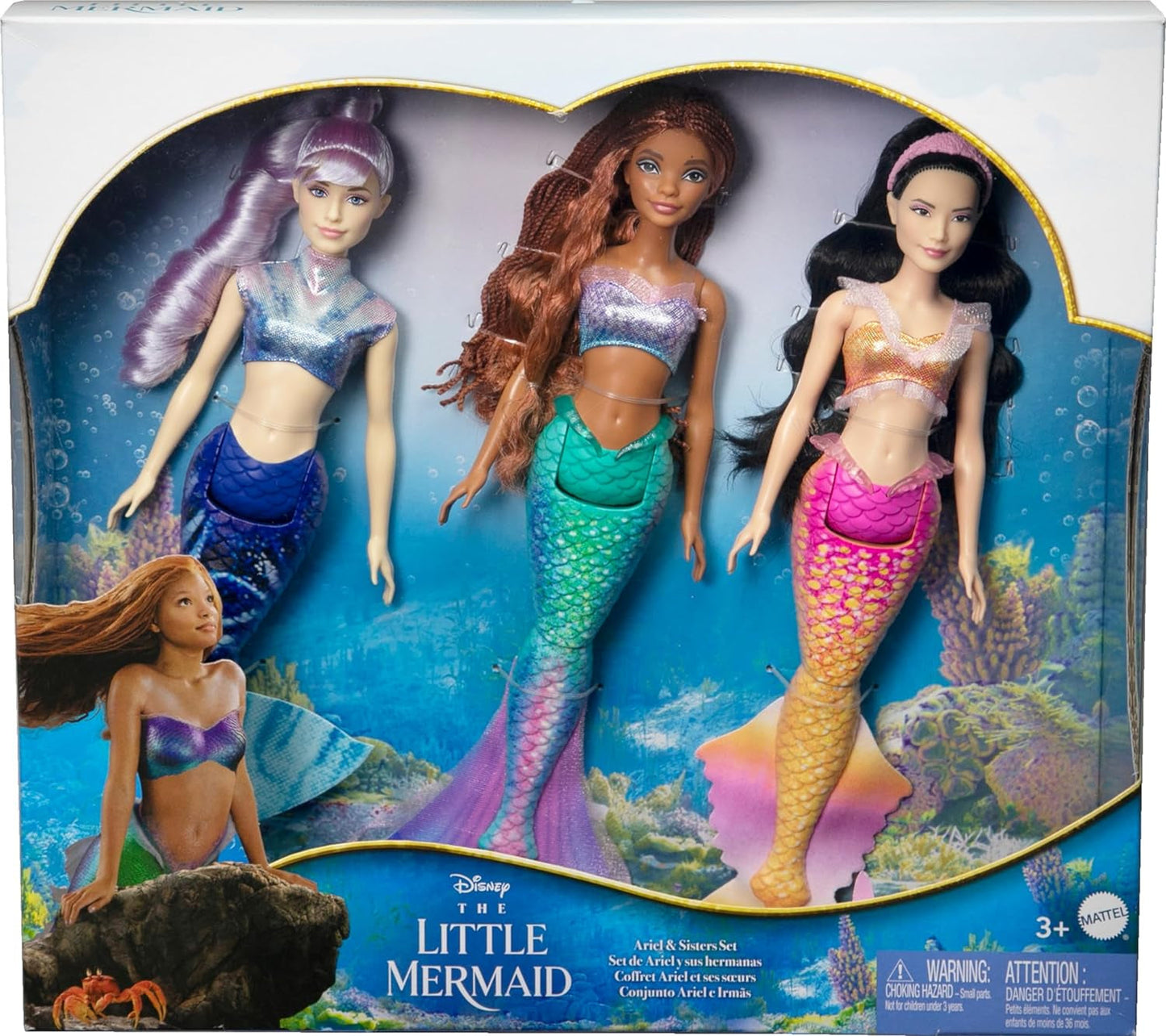 Mattel DISNEY Arielle La Sirena - Set con Mala, Karina y Arielle, outfits y peinados únicos, para jugar con imaginación y coleccionar, para niños a partir de 3 años, HND29 Naty Shop Dolls