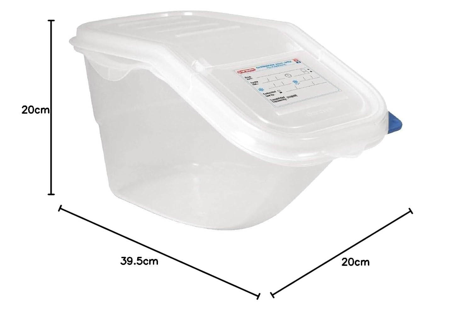 9146 Contenedor accesible con tapa GN 44199, blanco, 200(h) x 200(w) x 395(d) mm. Naty Shop cajas para guardar alimentos