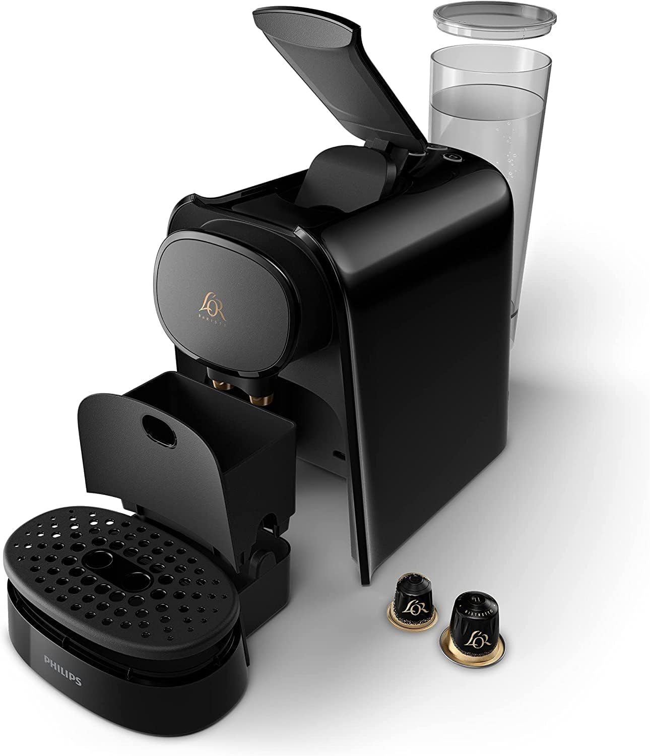 PHILIPS LM8012/60 Cafetera Espresso de Cápsulas - Dos Dosis, Doble Placer, 1 o 2 Tazas, Ristretto, Espresso, Lungo o Grand Café Long, Doble Cápsula, Genuina Calidad Espresso, Negro Piano