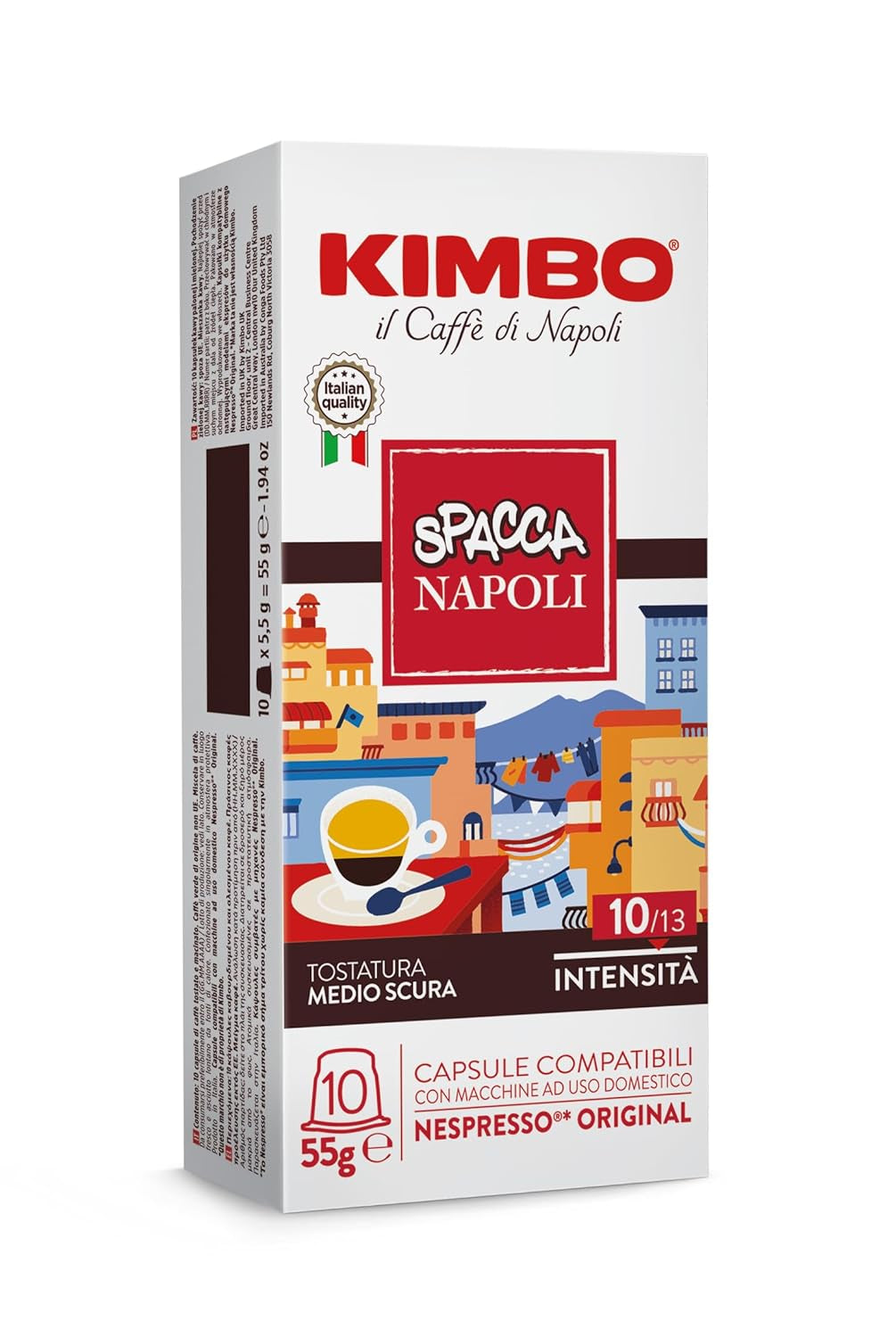 Napoli Kaffeekapseln, compatible con Nespresso, 10 Packungen mit 10 Kapseln (insgesamt 100 Kapseln)