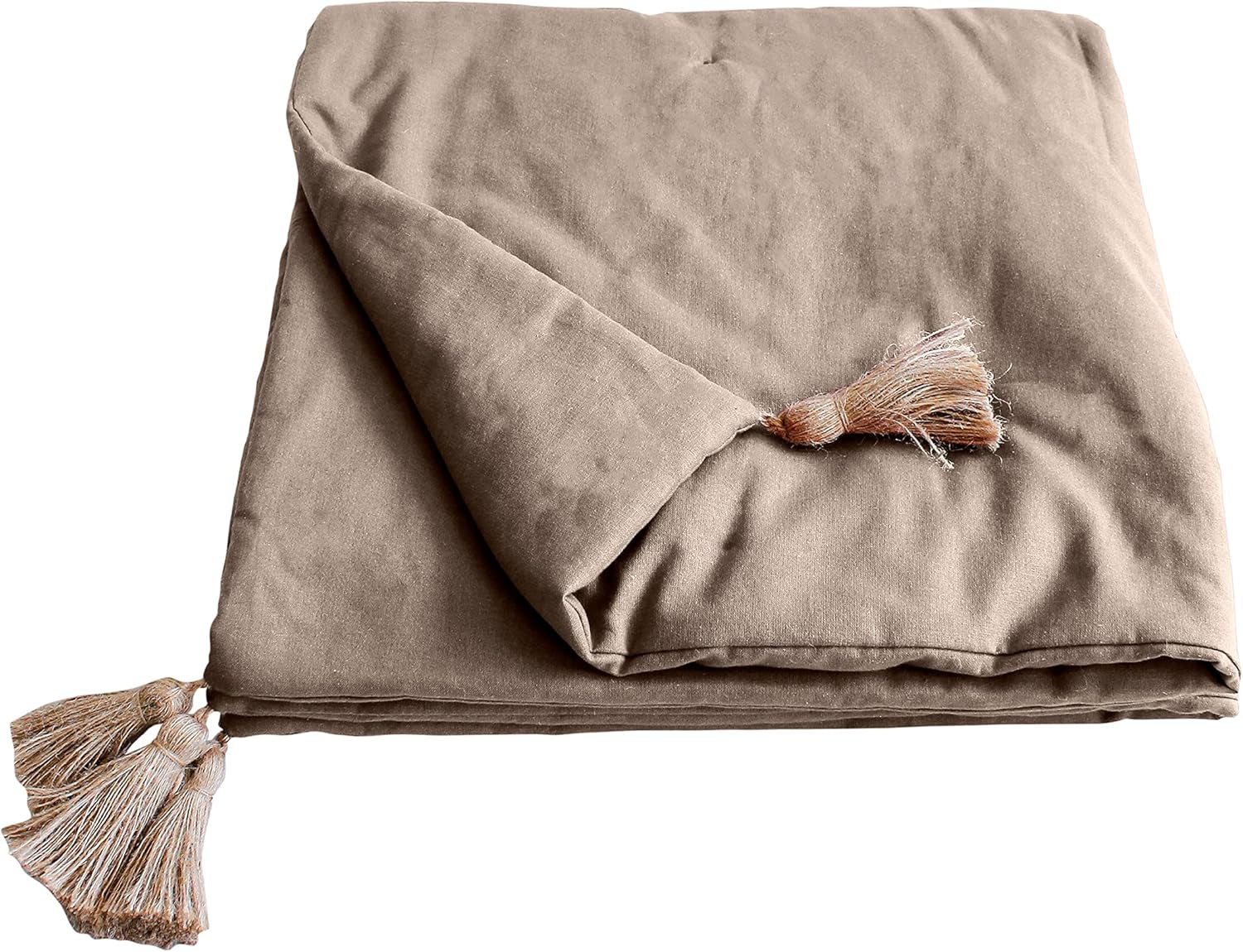 Manta Enjoy Home Beige Natural Con 4 Pompones De Yute 90 X 190 Cm 100% Algodón Certificado Oeko-Tex Colección Panamá Edredones y colchas Naty Shop Default title