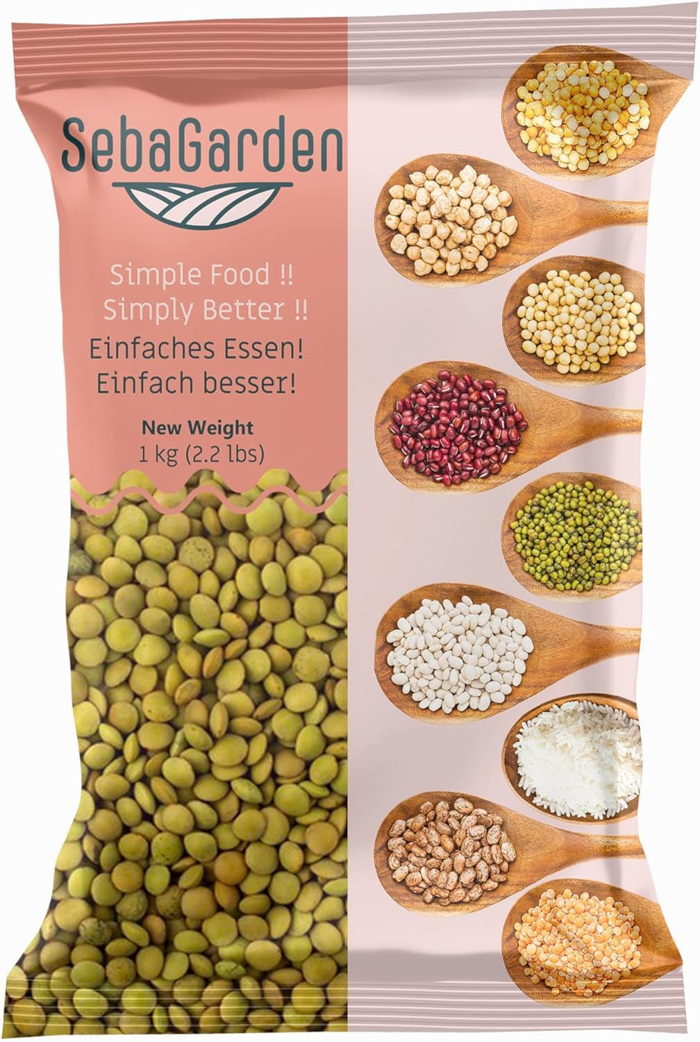 Lentejas Verdes - Variedad Laird, Paquete de 1 kg | Lentejas enteras de primera calidad | Rica en Proteínas y Fibra | Vegano, sin OGM | Ideal para sopas, ensaladas, curry y preparación de comidas.