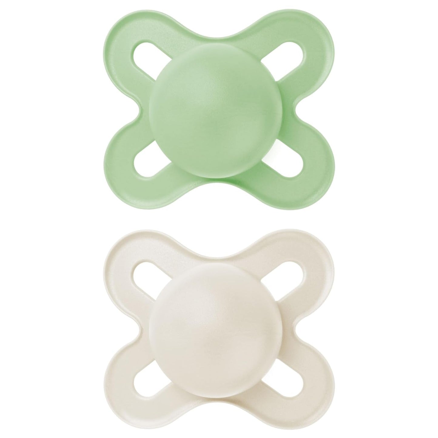 MAM Chupete para bebé 0-2 meses Simétrico Plano Tetina flexible Silicona suave Fácil de usar Con caja autoesterilizante Original Neutro Mate 2 piezas