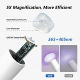Denabuty Lámpara UV para Esmalte de Uñas de Gel, Mini Lámpara LED U V para Reemplazo de Uñas con Soporte Tragbare Pequeña Lámpara de Uñas UV para Esmalte de Uñas de Gel, para Aushärten Von Nagelkleber y Nail Tips Blanco