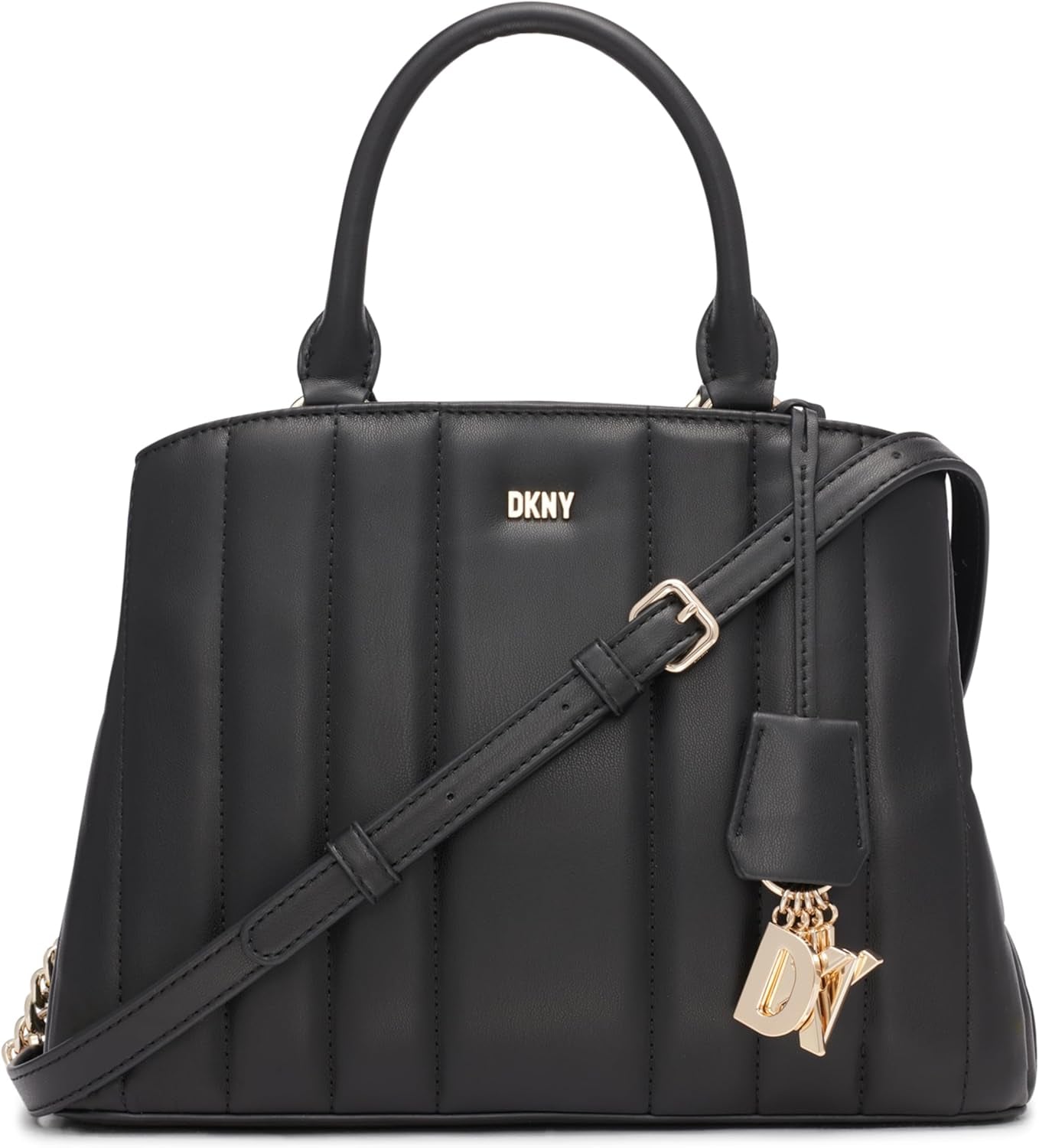 DKNY Chain Lexington Park Bolso satchel mediano con cadena y logo, negro / dorado, talla única Bolsos de mujer Naty Shop Default Title