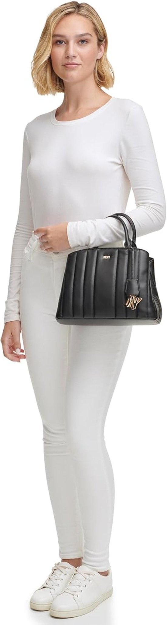 DKNY Chain Lexington Park Medium Logo Chain Satchel, Negro / Dorado, Talla única Mujer Naty Shop