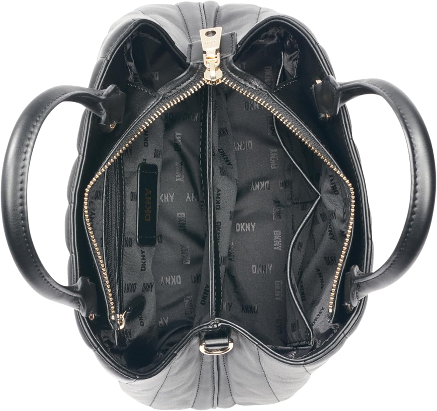 DKNY Chain Lexington Park Medium Logo Chain Satchel, Negro / Dorado, Talla única Mujer Naty Shop