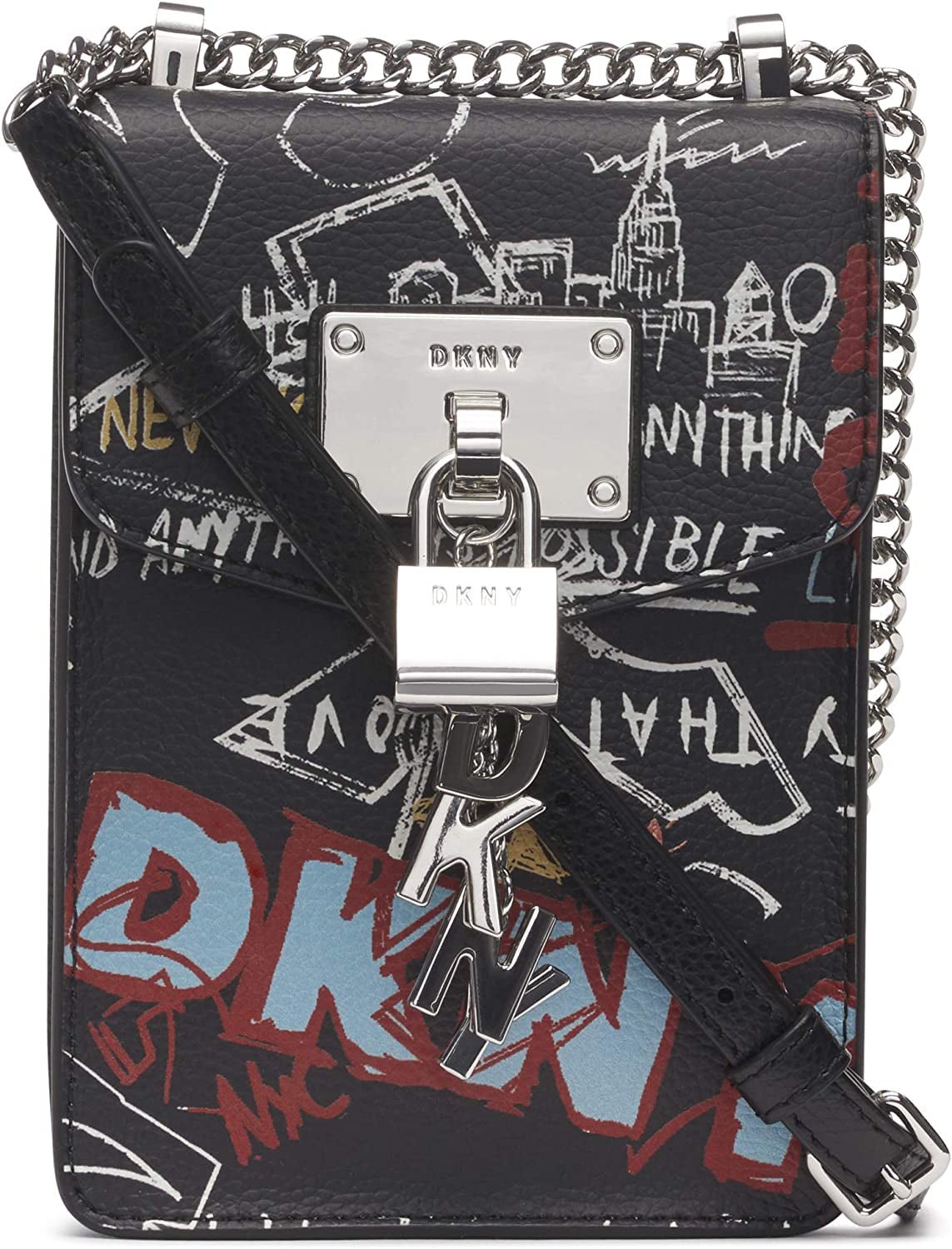 DKNY Bolso bandolera Elissa N/S Bolsos Mujer Naty Shop Elissa Graffiti/Silver Elissa, Pequeño, Negro Talla única