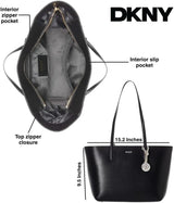 DKNY Bolso Tote Bryant Medium De Piel Para Mujer, Negro / Dorado Bolsos Mujer Naty Shop
