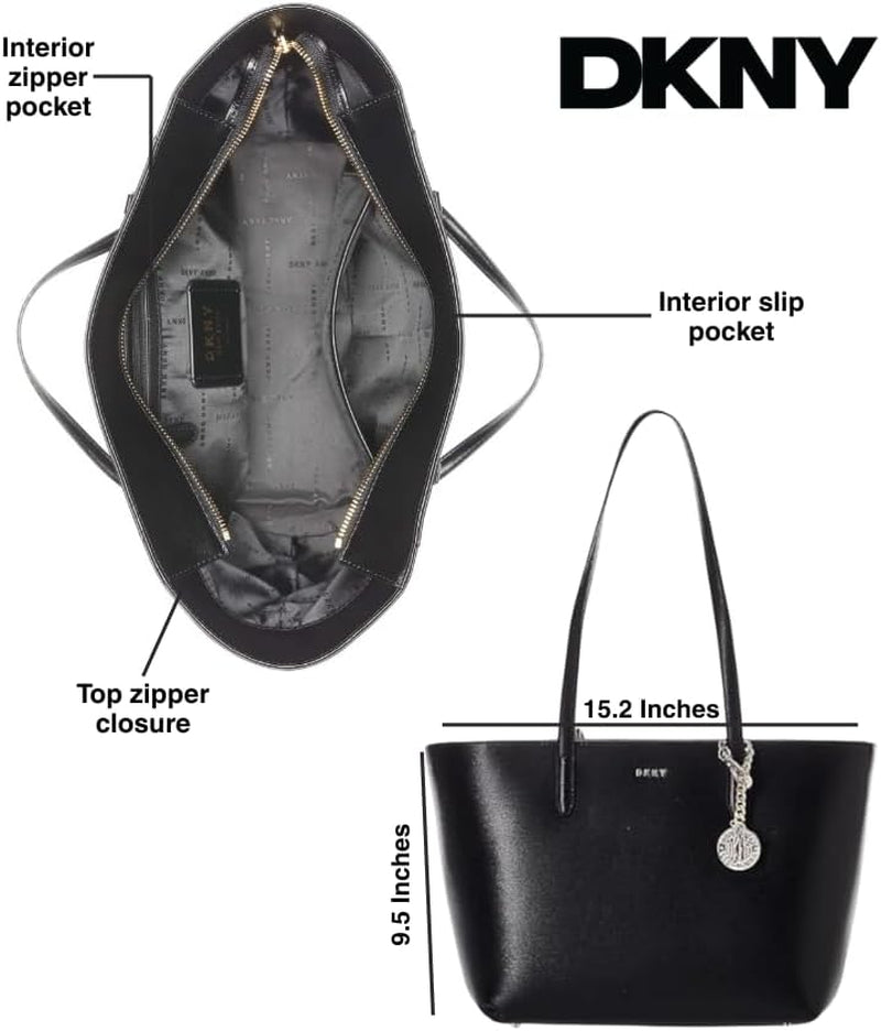 DKNY Bolso Tote Bryant Medium De Piel Para Mujer, Negro / Dorado Bolsos Mujer Naty Shop