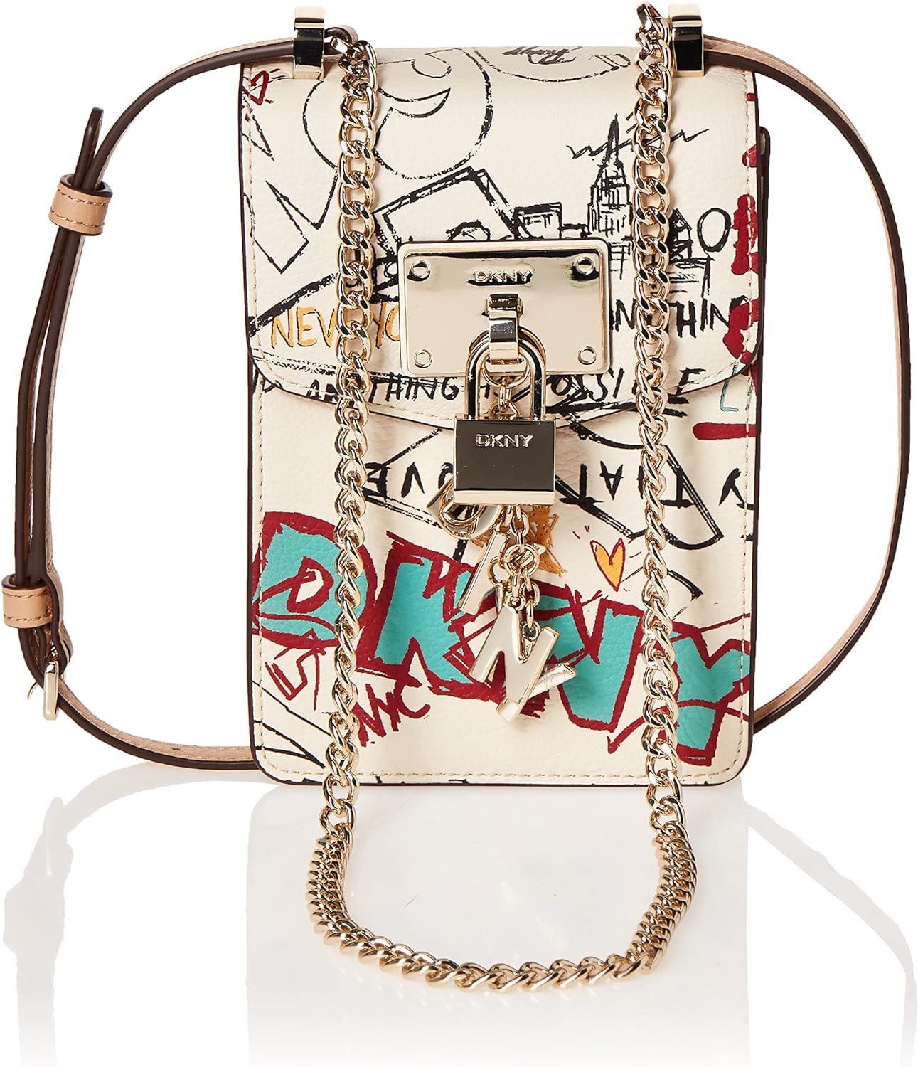 DKNY Elissa N/S Phone Cr - Bandolera para Mujer, Talla única, Bolsos Mujer Naty Shop Blanco
