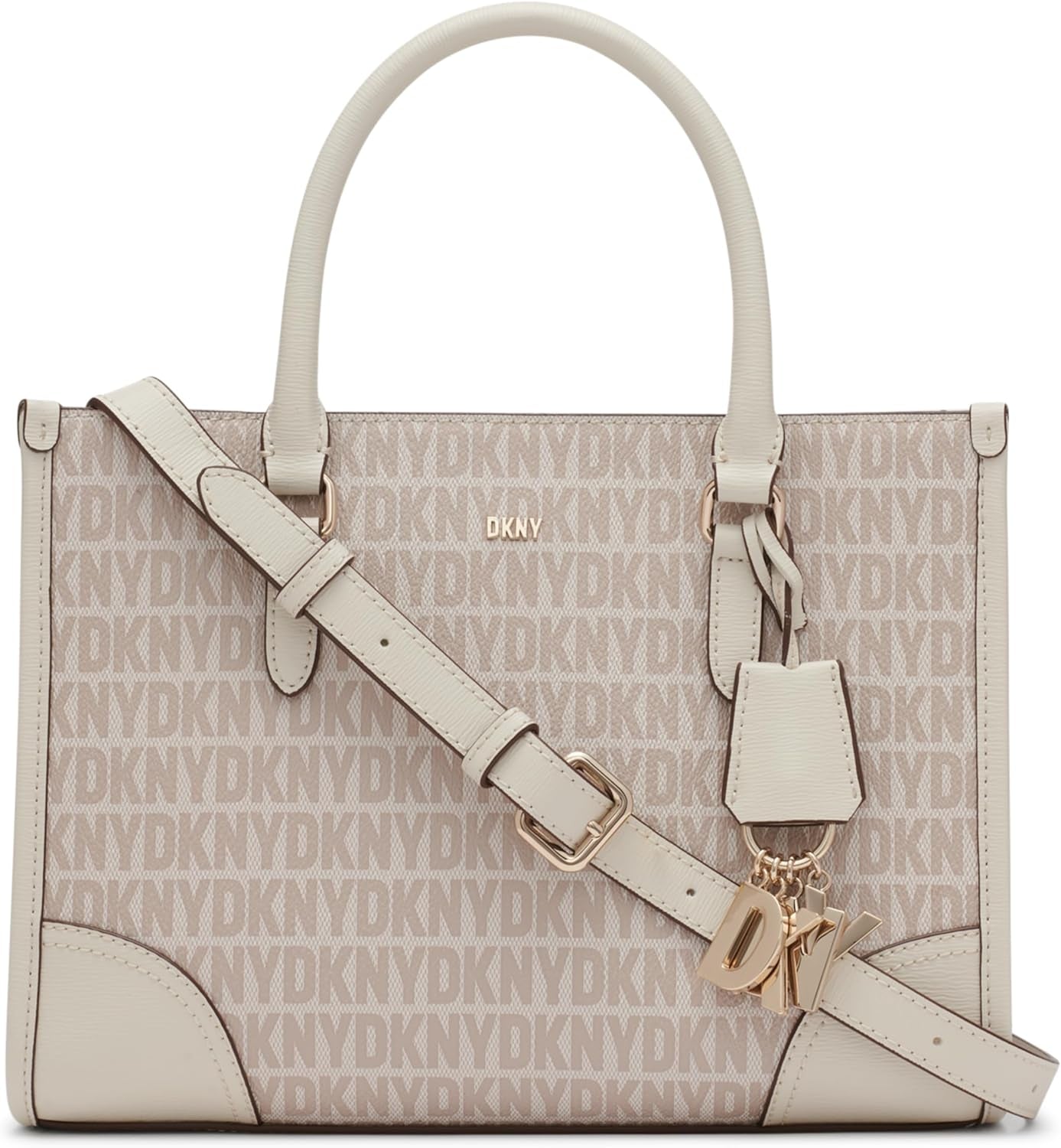 DKNY Perri Satchel con colgante de logotipo para mujer, talla única Bolsos de mujer Naty Shop Hemp / Pebble