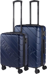 DKNY - Maleta Grande de 4 Ruedas Maleta Grande Ligera - Maleta de Viaje Grande con Ruedas. Maleta de Viaje de Avión Grande Maleta Rígida con Cierre Certificado - Maleta Troller Grande Plata Equipaje y Equipo de Viaje Naty Shop Azul Marino S + M