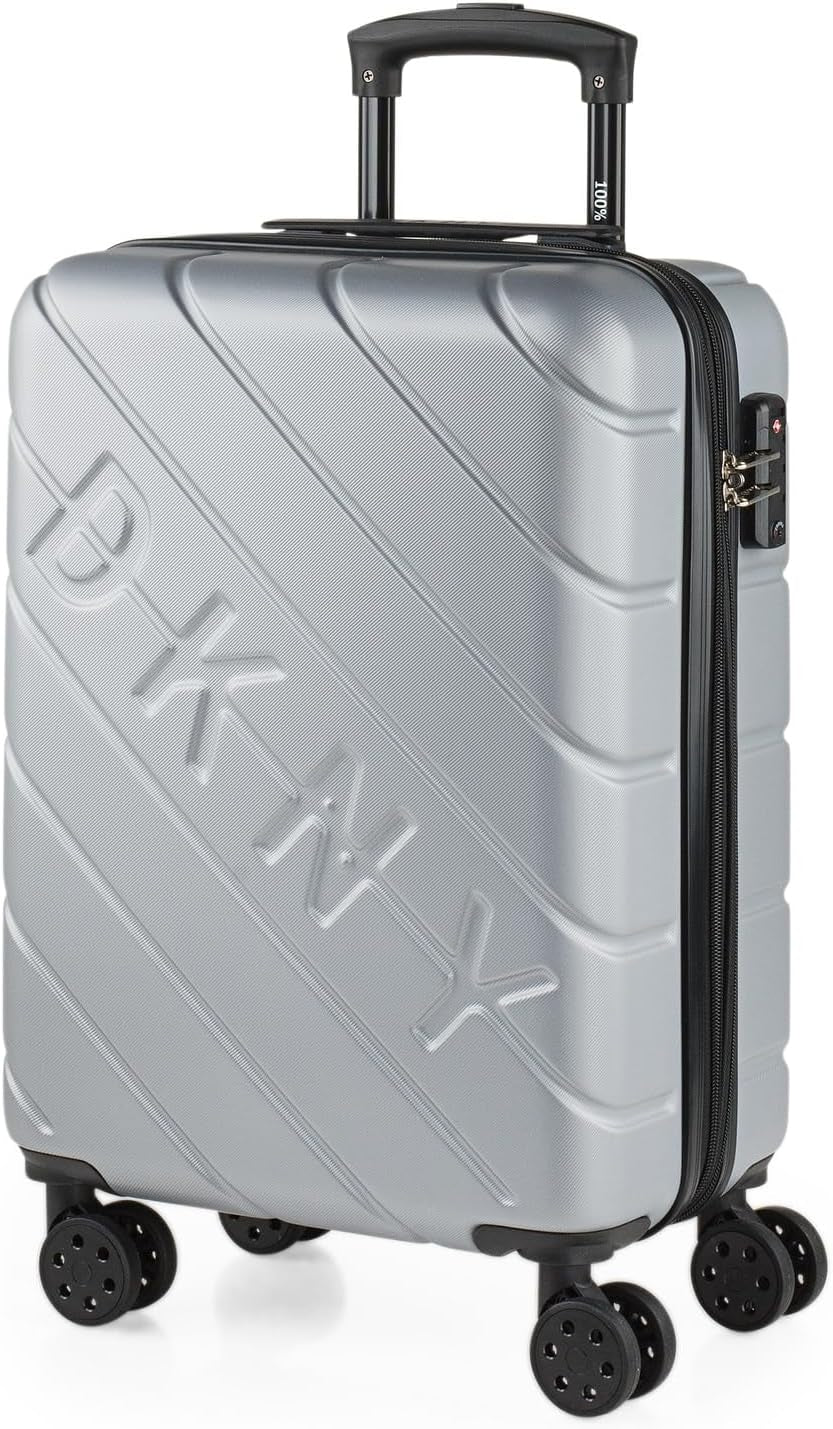 DKNY - Maleta Grande de 4 Ruedas Maleta Grande Ligera - Maleta de Viaje Grande con Ruedas. Maleta de Viaje de Avión Grande Maleta Rígida con Cierre Certificado - Maleta Troller Grande Plata Naty Shop Equipaje de Viaje y Equipaje Plata S