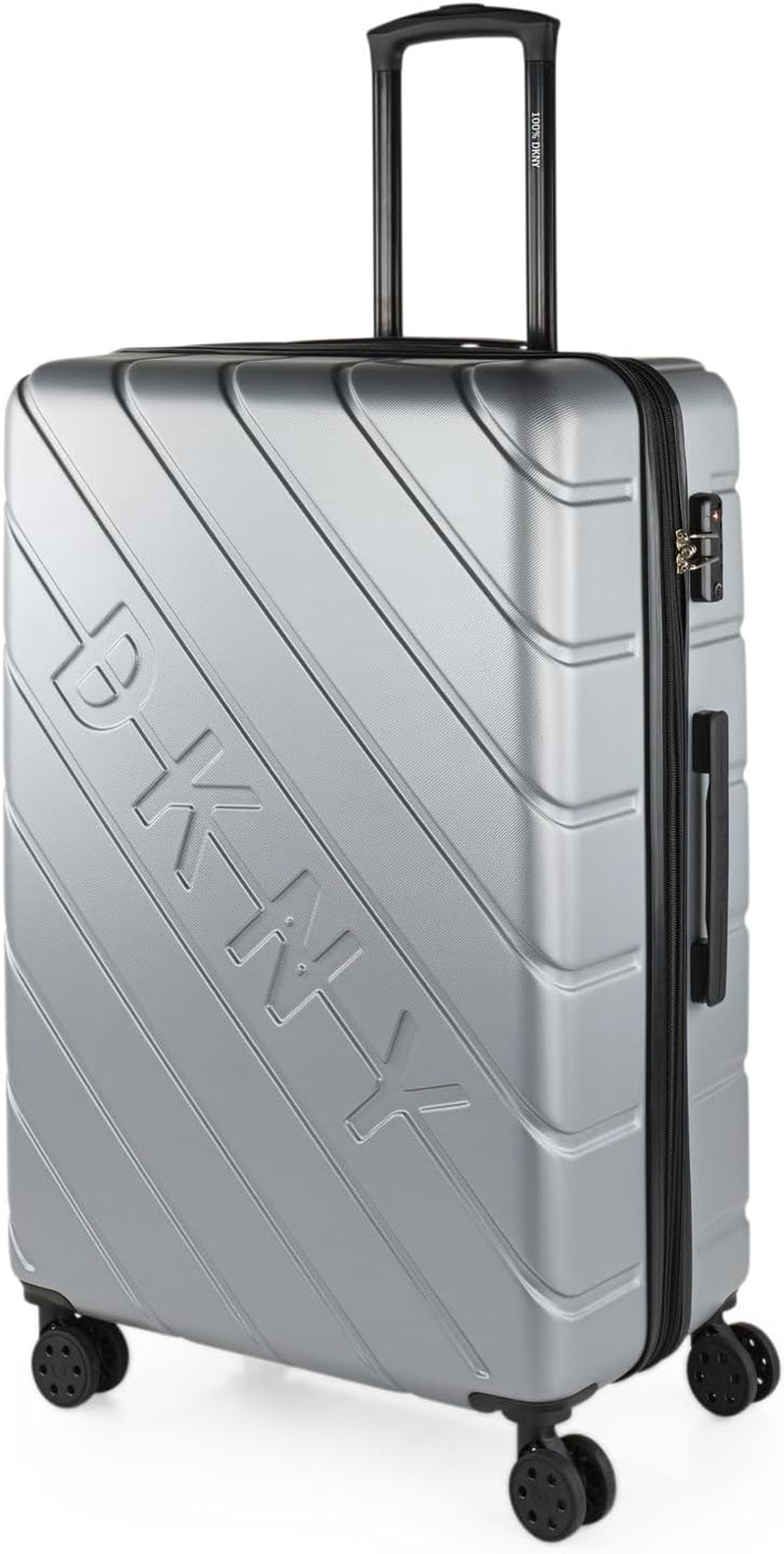 DKNY - Maleta Grande de 4 Ruedas Maleta Grande Ligera - Maleta de Viaje Grande con Ruedas. Maleta de Viaje de Avión Grande Maleta Rígida con Cerradura Certificada - Maleta Troller Grande Plata Naty Shop Equipaje de Viaje y Equipaje Plata L