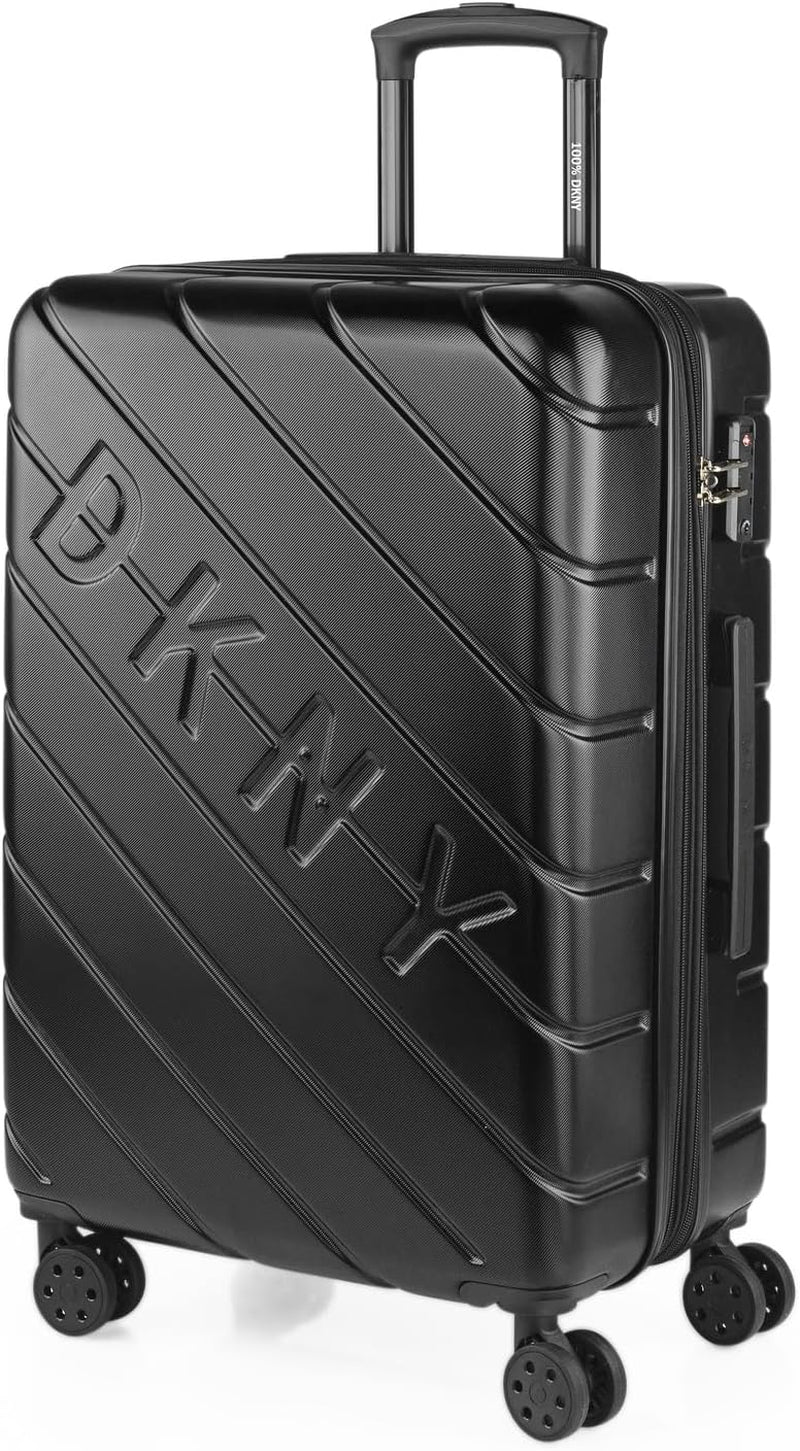 DKNY - Maleta Grande de 4 Ruedas Maleta Grande Ligera - Maleta de Viaje Grande con Ruedas. Maleta de Viaje de Avión Grande Maleta Rígida con Cierre Certificado - Maleta Troller Grande Plata Equipaje y Equipo de Viaje Naty Shop Negro M