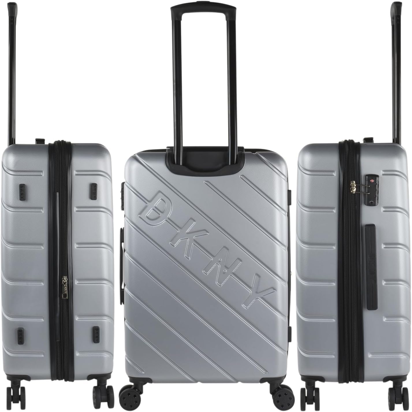 DKNY - Maleta Grande de 4 Ruedas Maleta Grande Ligera - Maleta de Viaje Grande con Ruedas. Maleta de Viaje de Avión Grande Maleta Rígida con Cierre Certificado - Maleta Troller Grande Plata Equipaje y Equipamiento de Viaje Naty Shop