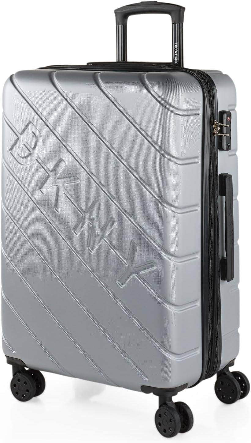 DKNY - Maleta Grande de 4 Ruedas Maleta Grande Ligera - Maleta de Viaje Grande con Ruedas. Maleta de Viaje de Avión Grande Maleta Rígida con Cierre Certificado - Maleta Troller Grande Plata Naty Shop Equipaje de Viaje y Equipaje Plata M
