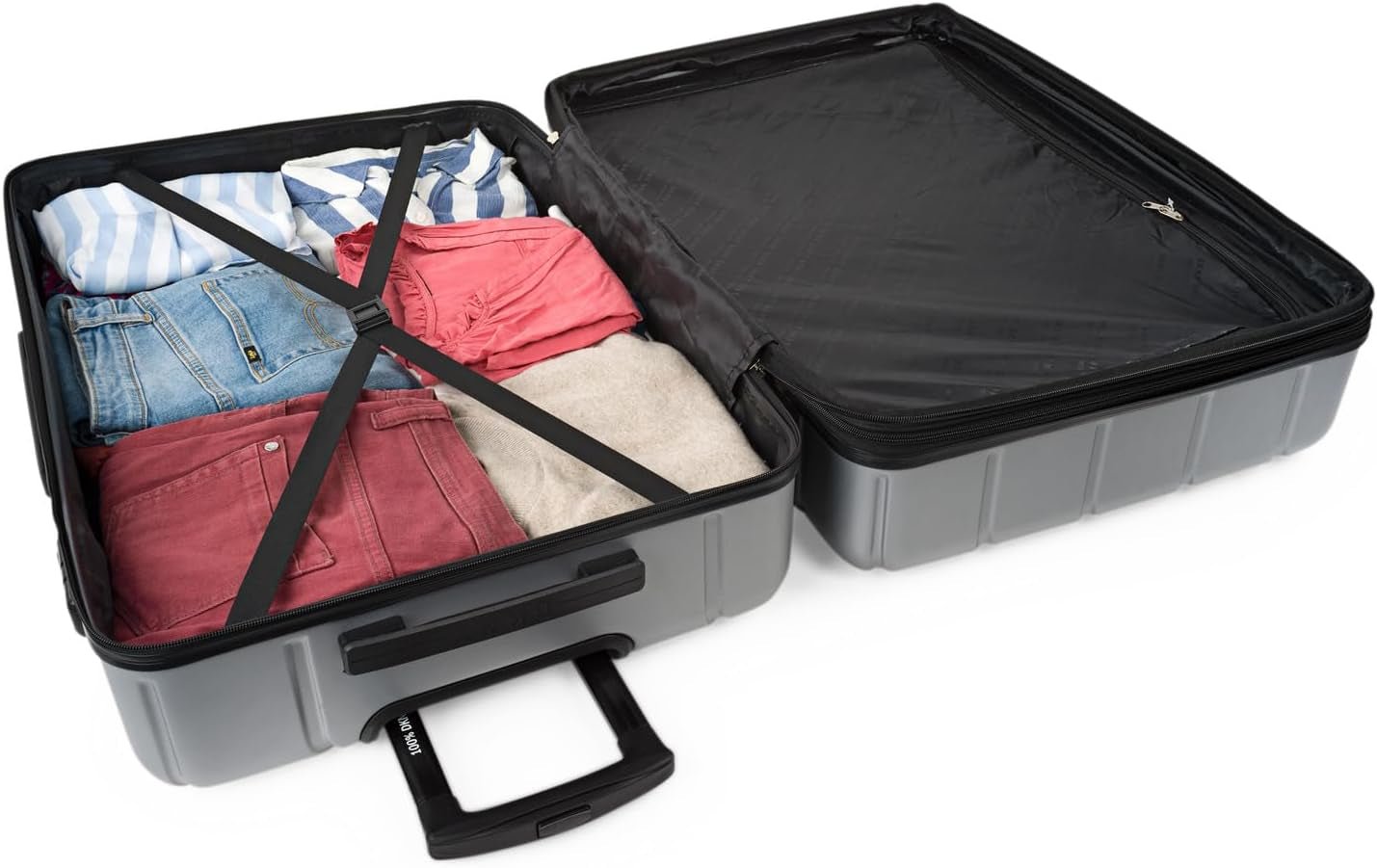 DKNY - Maleta Grande de 4 Ruedas Maleta Grande Ligera - Maleta de Viaje Grande con Ruedas. Maleta de Viaje de Avión Grande Maleta Rígida con Cierre Certificado - Maleta Troller Grande Plata Equipaje y Equipamiento de Viaje Naty Shop