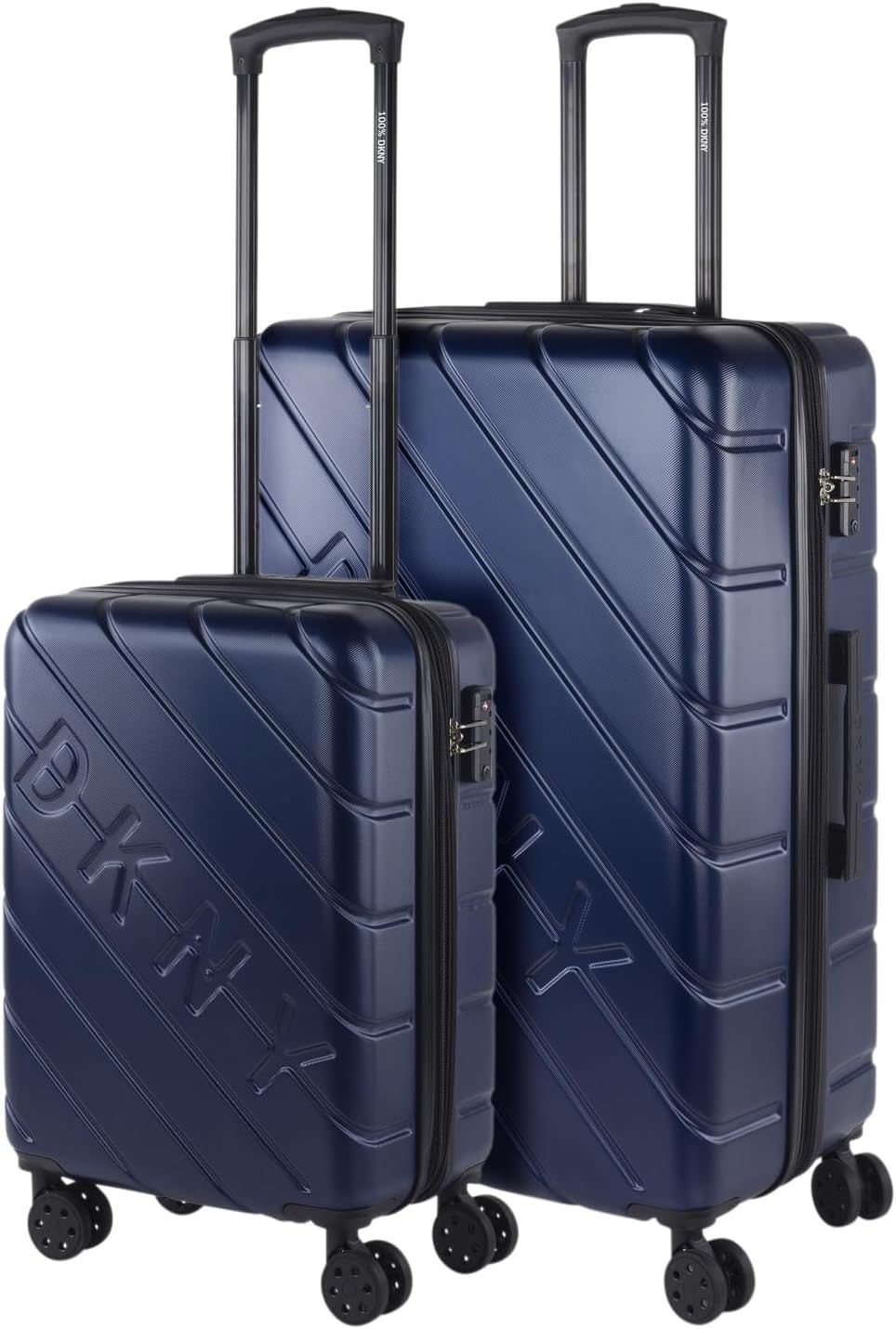 DKNY - Maleta Grande de 4 Ruedas Maleta Grande Ligera - Maleta de Viaje Grande con Ruedas. Maleta de Viaje de Avión Grande Maleta Rígida con Cierre Certificado - Maleta Troller Grande Plata Naty Shop Equipaje de Viaje y Equipaje Azul Marino S + L