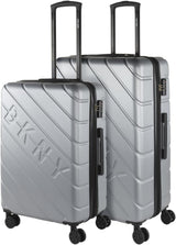 DKNY - Maleta Grande de 4 Ruedas Maleta Grande Ligera - Maleta de Viaje Grande con Ruedas. Maleta de Viaje de Avión Grande Maleta Rígida con Cierre Certificado - Maleta Troller Grande Plata Equipaje y Equipo de Viaje Naty Shop Plata M + L