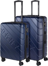 DKNY - Maleta Grande de 4 Ruedas Maleta Grande Ligera - Maleta de Viaje Grande con Ruedas. Maleta de Viaje de Avión Grande Maleta Rígida con Cierre Certificado - Maleta Troller Grande Plata Naty Shop Equipaje de Viaje y Equipaje Azul Marino M + L
