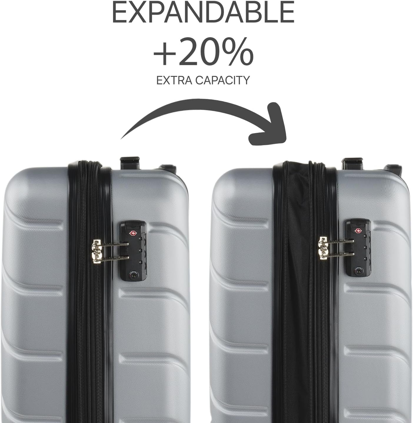 DKNY - Maleta Grande de 4 Ruedas Maleta Grande Ligera - Maleta de Viaje Grande con Ruedas. Maleta de Viaje de Avión Grande Maleta Rígida con Cierre Certificado - Maleta Troller Grande Plata Equipaje y Equipamiento de Viaje Naty Shop