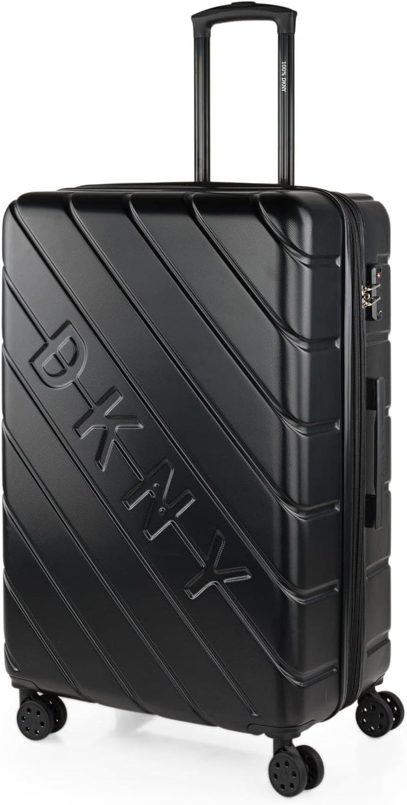 DKNY - Maleta Grande de 4 Ruedas Maleta Grande Ligera - Maleta de Viaje Grande con Ruedas. Maleta de Viaje de Avión Grande Maleta Rígida con Cierre Certificado - Maleta Troller Grande Plata Naty Shop Equipaje de Viaje y Equipaje Negro L