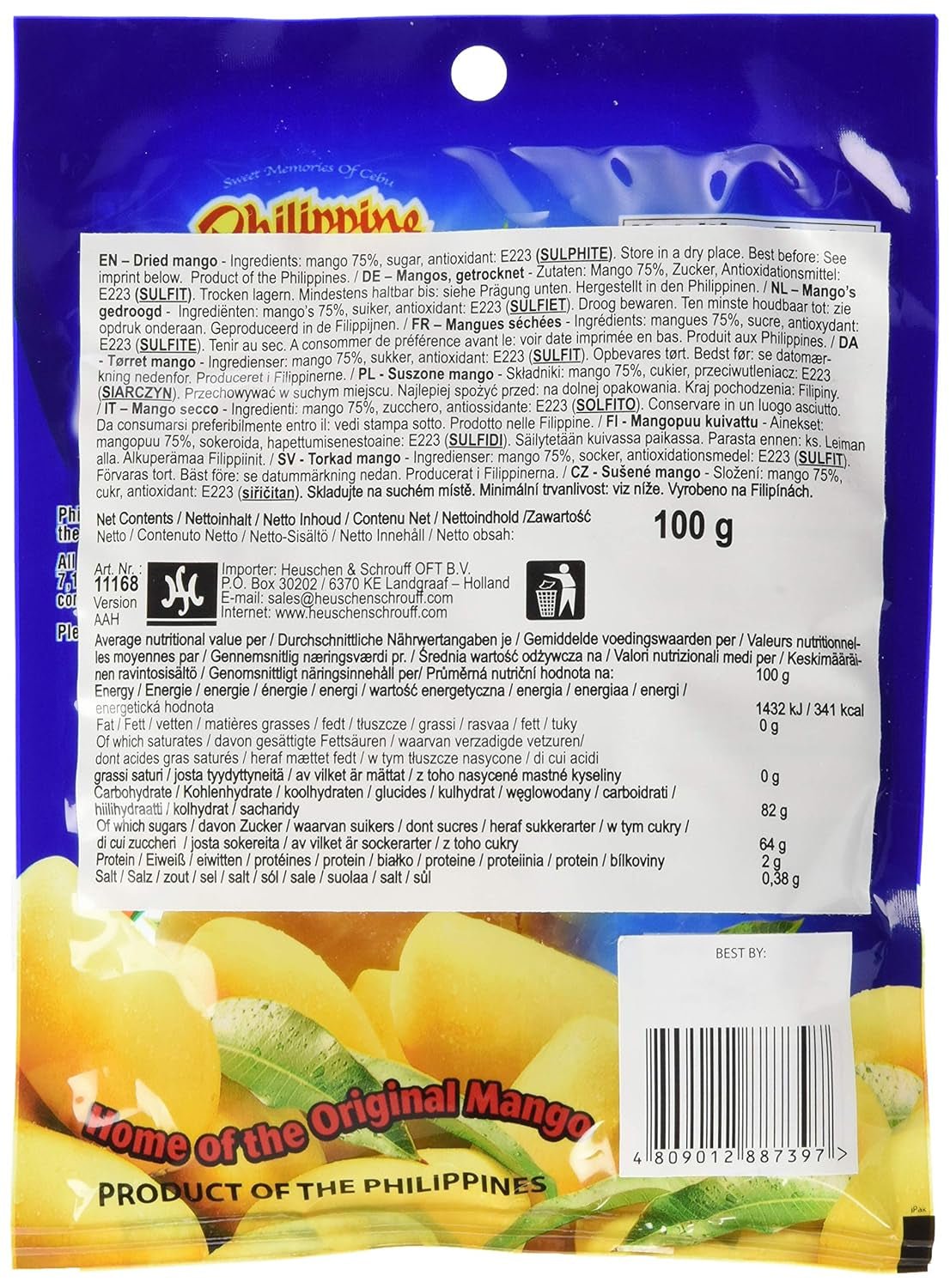 Caramelos con mango seco, 1 pack (1 x 100 g) Naty Shop productos deshidratados