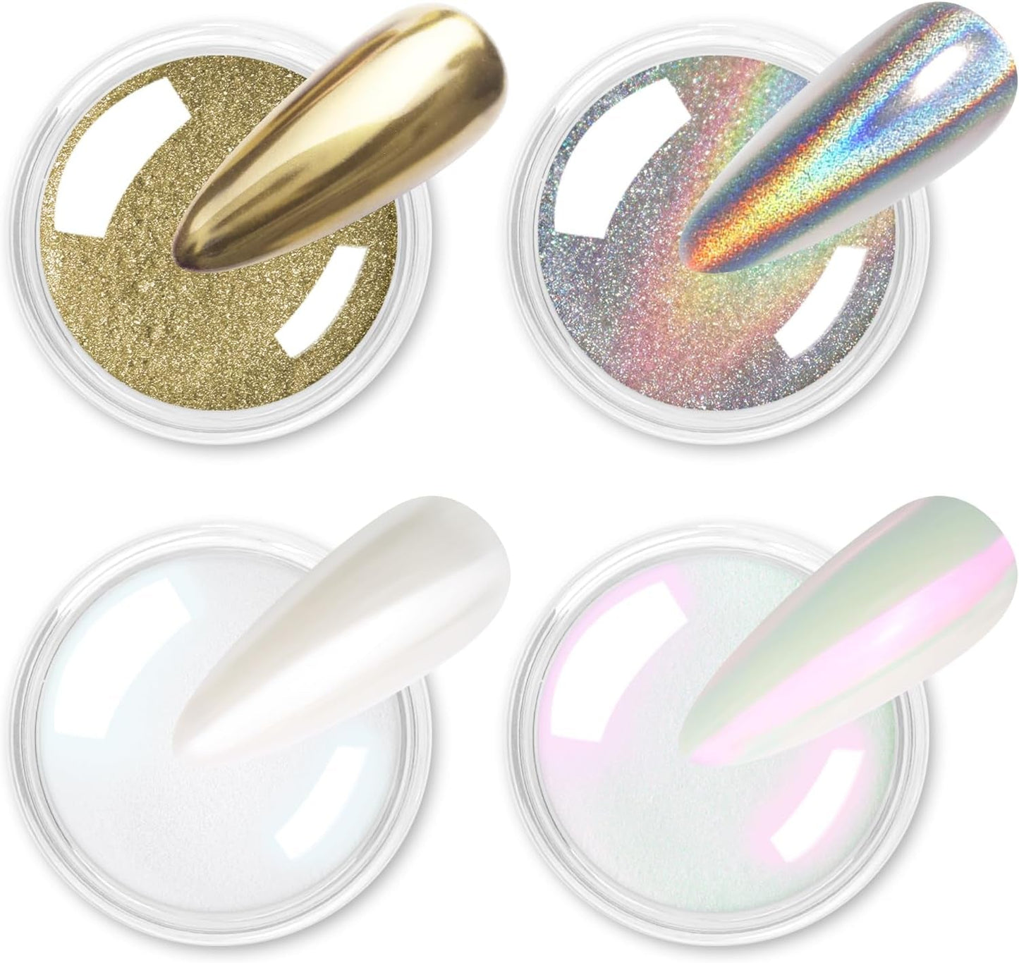 Chrom Nagel Pulver 4 Farben Irisierendes Aurora Pulver Metallic Spiegel Effekt Pigment Pearlescent Meerjungfrau Glitter Einhorn Glitter para esmalte de uñas en gel Decoración-Purpurgrüner Jadeit
