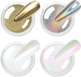 Chrom Nagel Pulver 4 Farben Irisierendes Aurora Pulver Metallic Spiegel Effekt Pigment Pearlescent Meerjungfrau Glitter Einhorn Glitter para esmalte de uñas en gel Decoración-Purpurgrüner Jadeit