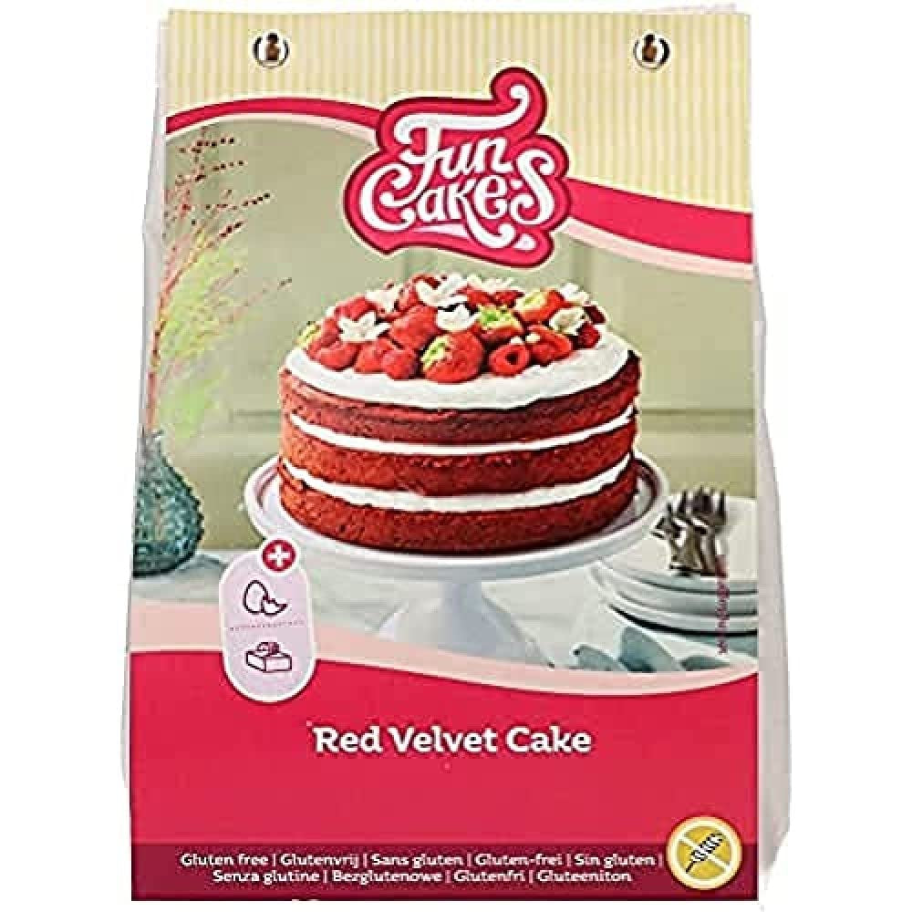 Funcakes Mix para pastel Red Velvet, sin gluten: Einfach Zu Berübenen, Schön Weicher Und Fluffiger Kuchen Mit Leichtem Schokoladengeschmack, Perfekte Rote Farbe, 400G Mezcla para hornear y cocinar Naty Shop Título predeterminado