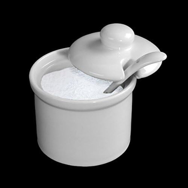 Holst Porcelana AT 216 FA1 Bidón 0,17 L Barril con Cuchara, Blanco, 8,5 x 8,5 x 6,5 cm