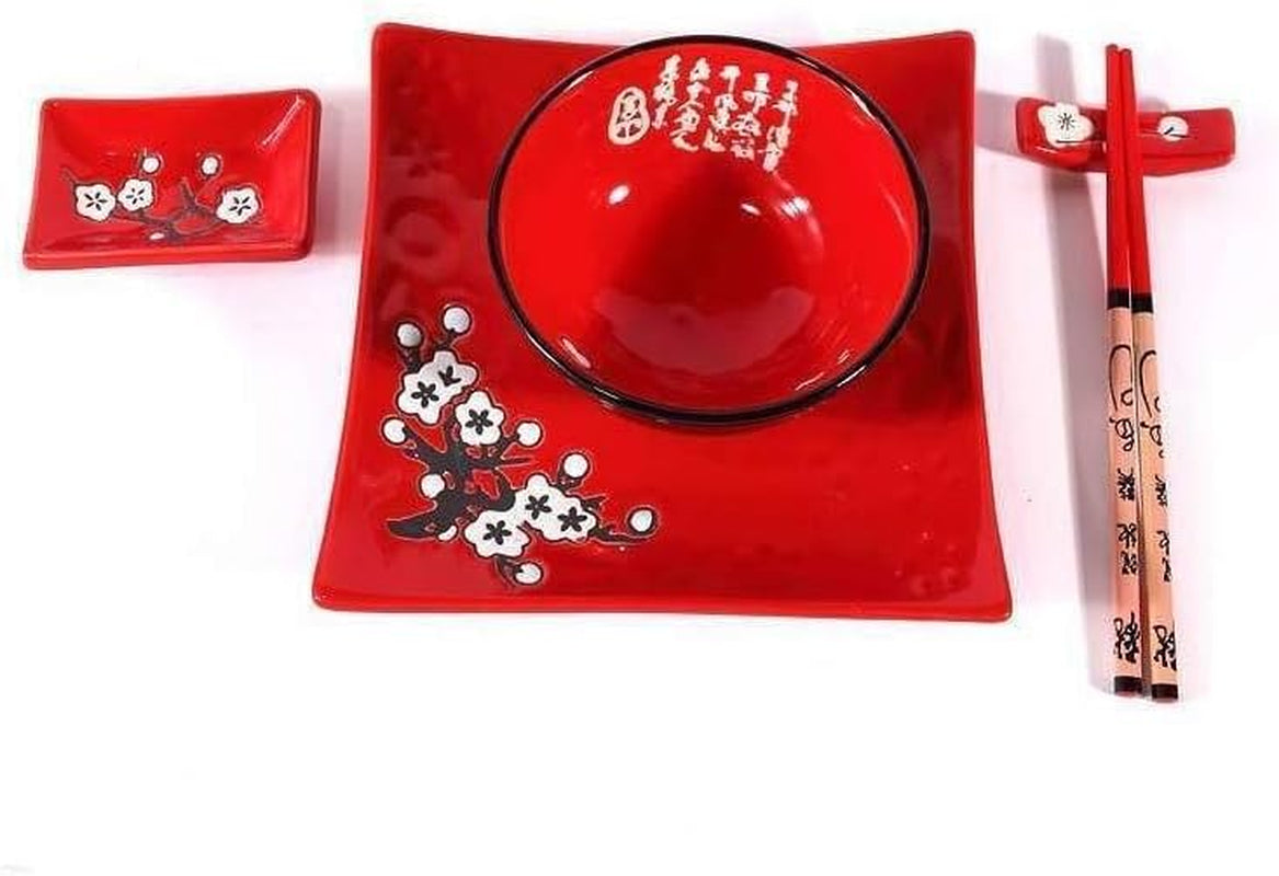 Servicio de Mesa Japonés Completo 2381, Porcelana, Rojo