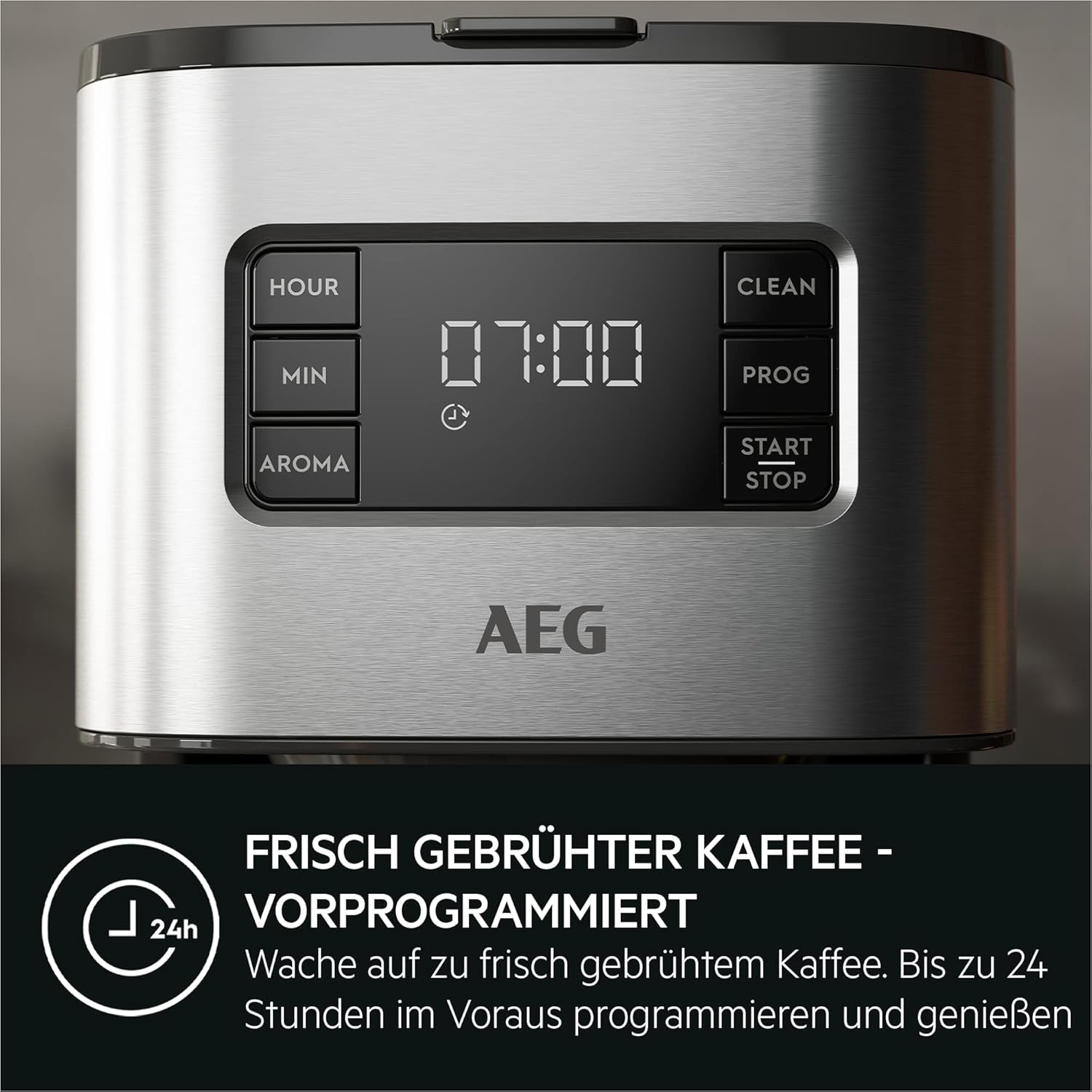 Cafetera espresso AEG Deli 5, 1,5 l, temporizador programable, función mantener caliente, parada de seguridad, indicador de nivel de agua, dosificación óptima, función antigoteo, acero inoxidable, CM5-1-6ST